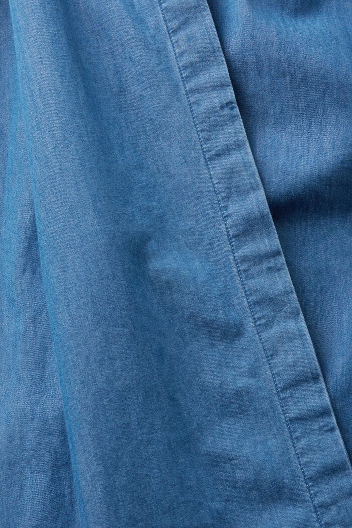 Vestido midi vaquero de algodón con cinturón, BLUE MEDIUM WASHED, detail image number 5