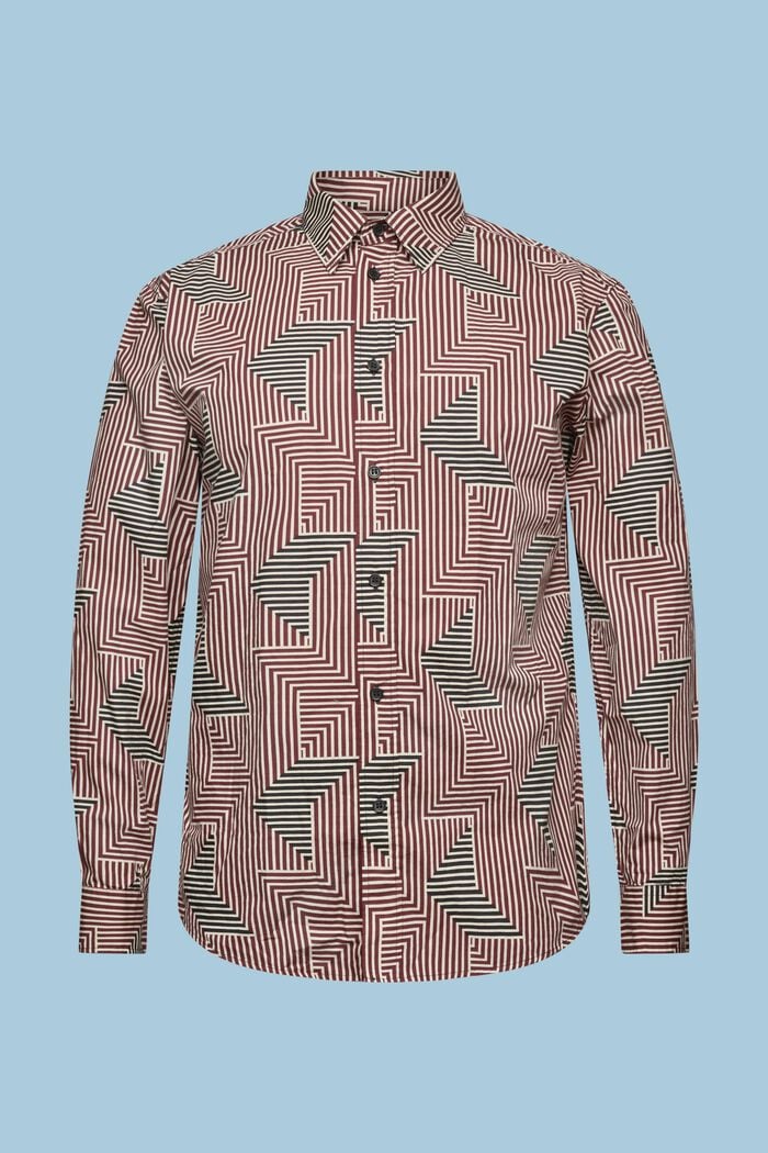 Camisa con estampado geométrico de corte normal, GARNET RED, detail image number 7