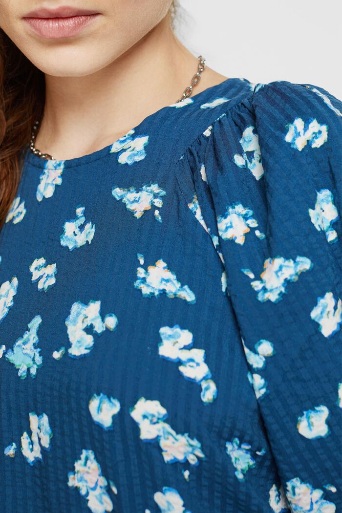 Blusa de sirsaca con diseño floral, PETROL BLUE, detail image number 2