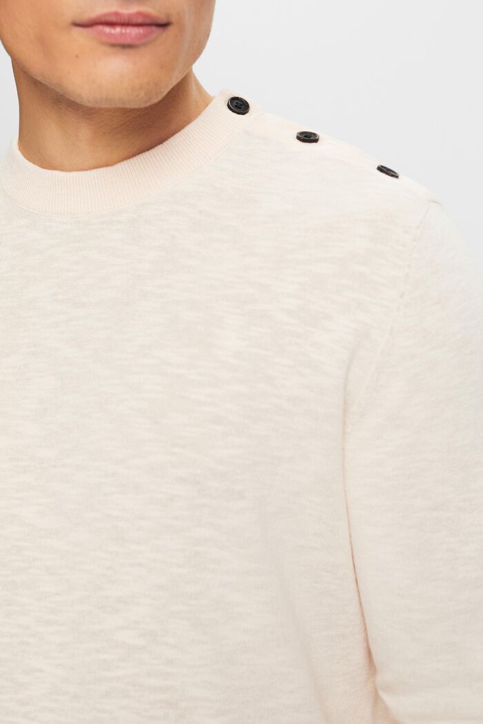 Jersey de algodón y lino con cuello redondo, NUDE, detail image number 3
