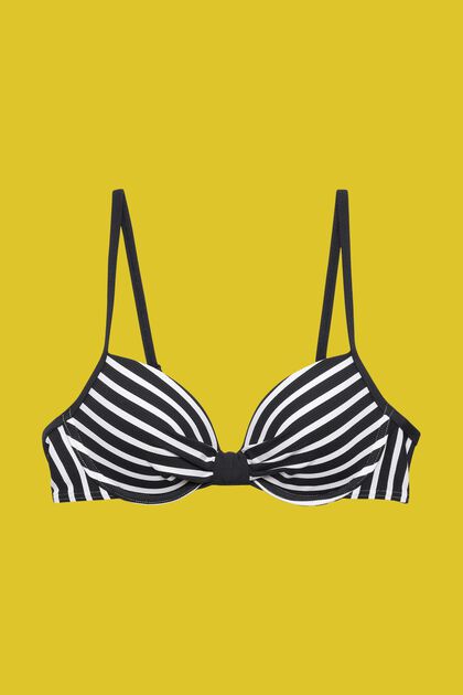 Top de bikini con relleno y con aros, a rayas, BLACK, overview