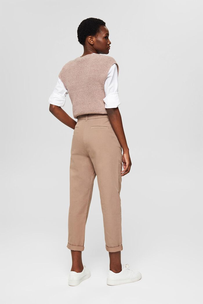 Pantalones chinos de tiro alto, 100% algodón Pima, TAUPE, detail image number 3