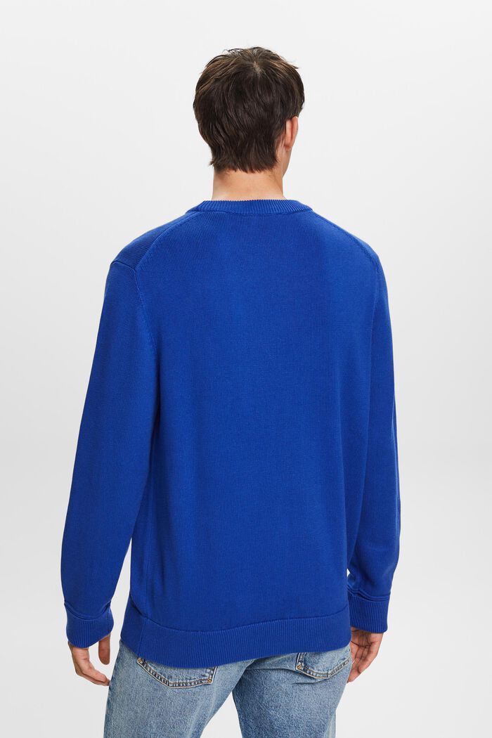 Jersey de algodón con cuello redondo, BRIGHT BLUE, detail image number 3