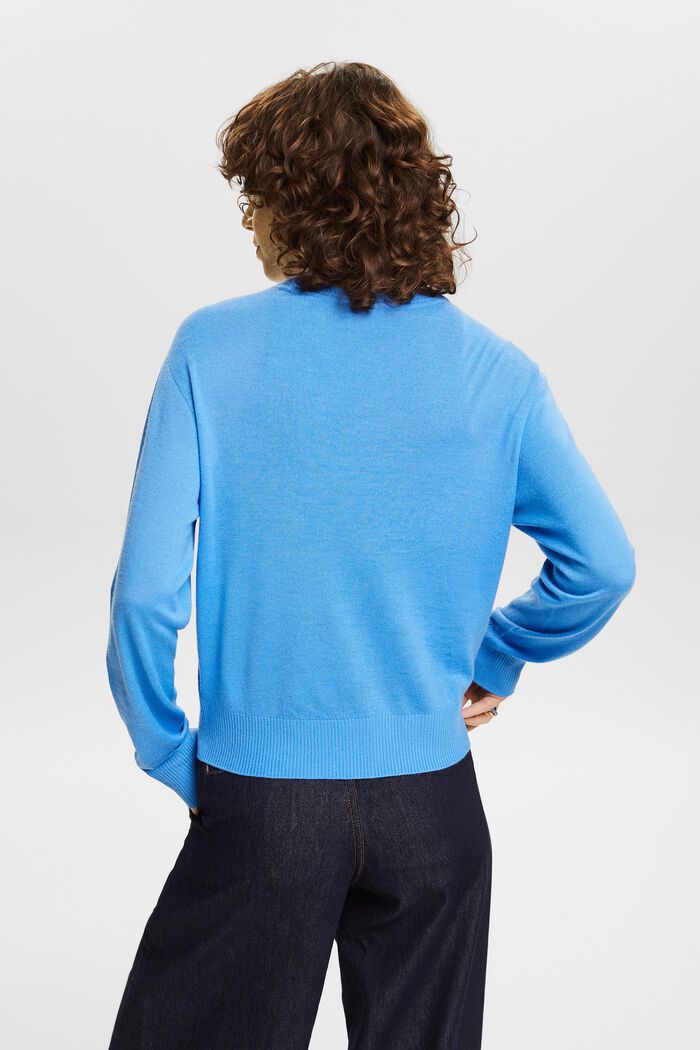 Jersey de cachemir con cuello redondo, BLUE, detail image number 2