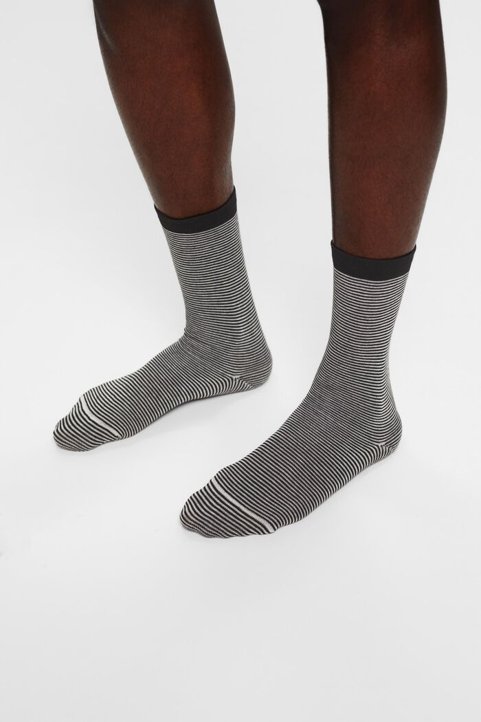 Pack de 2 calcetines de punto grueso a rayas, BLACK, detail image number 1