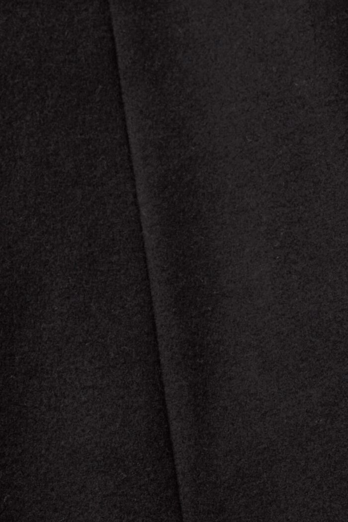 Abrigo en mezcla de lana con capucha desmontable, BLACK, detail image number 4