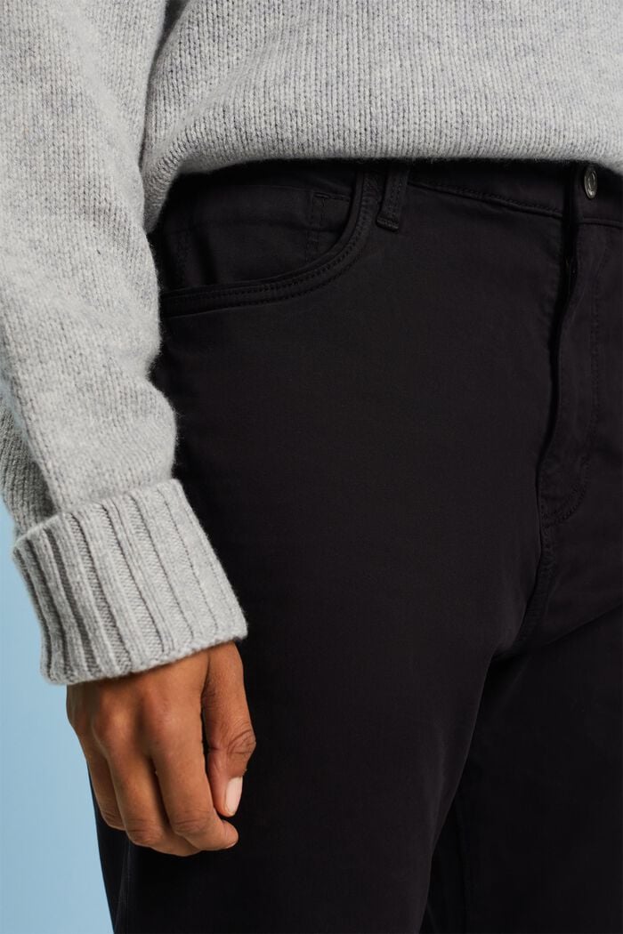 Pantalones de sarga de corte ceñido, BLACK, detail image number 2