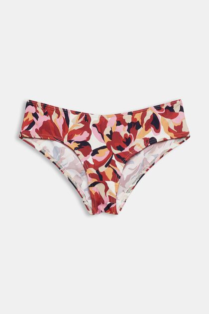 Braguitas de bikini estilo tiro bajo con estampado floral, DARK RED, overview
