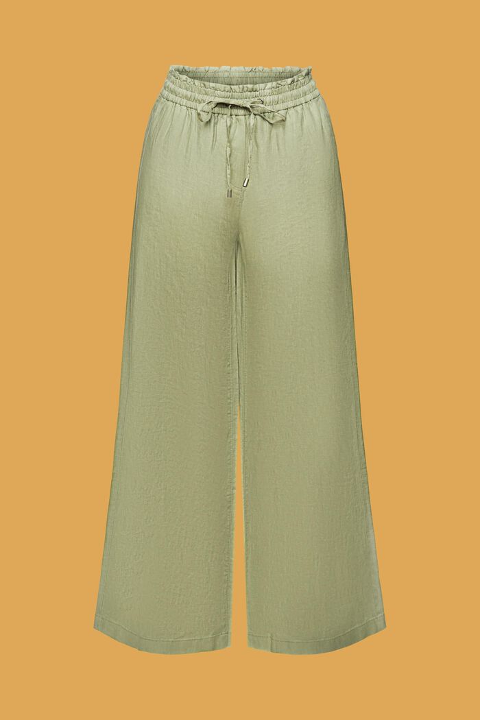 Pantalones de lino de corte ancho, LIGHT KHAKI, detail image number 7