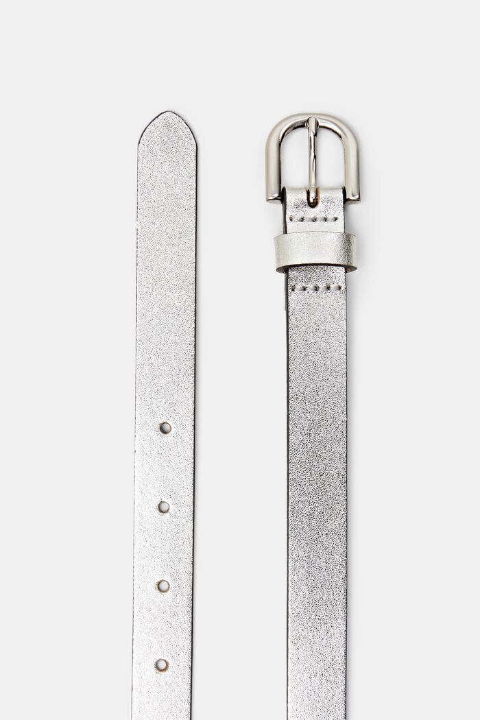 Cinturón de cuero metalizado, SILVER, detail image number 1