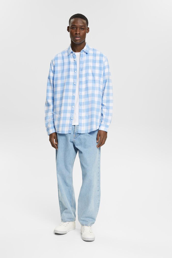 Camisa de franela en algodón sostenible con cuadros vichy, BRIGHT BLUE, detail image number 5