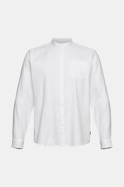 Camisa con cuello mao de algodón, WHITE, overview