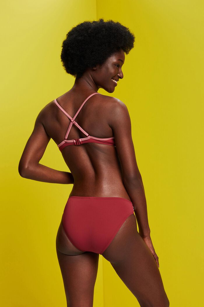 Top de bikini tricolor con aros y acolchado, DARK RED, detail image number 2