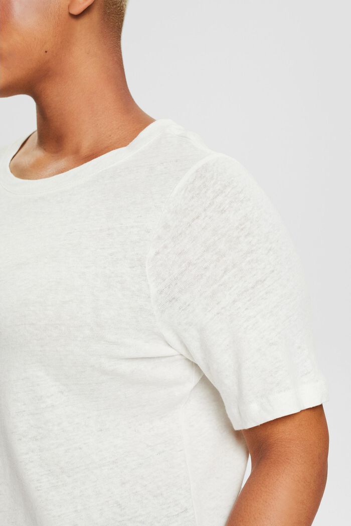 CURVY con lino: camiseta básica, OFF WHITE, detail image number 0