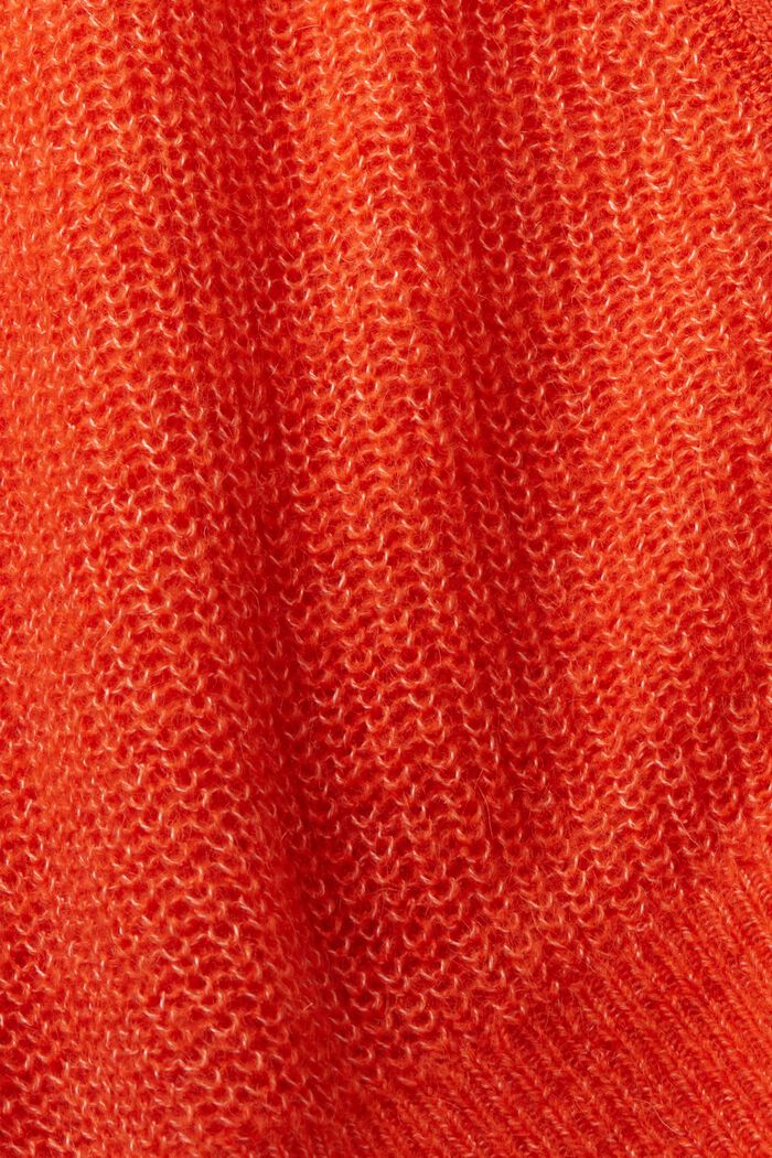 Cárdigan en mohair con cuello en pico, ORANGE RED, detail image number 5