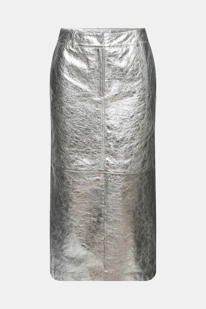 Falda revestida de cuero metalizada