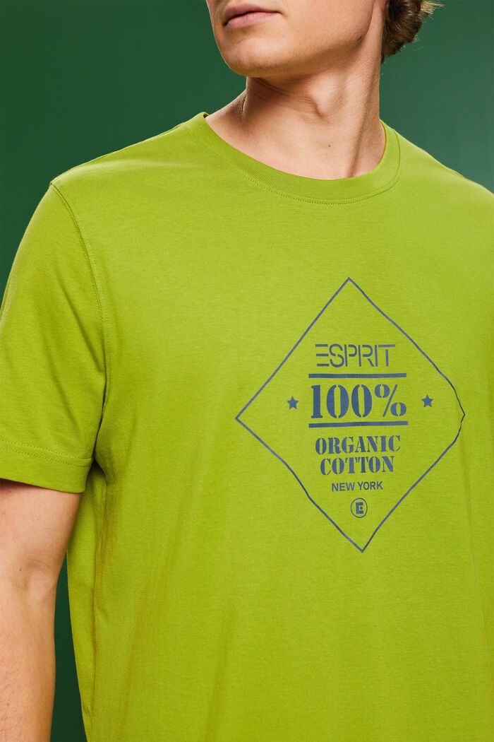Camiseta de algodón con logotipo estampado, LEAF GREEN, detail image number 3