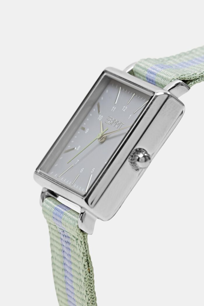 Reloj de acero inoxidable con correa de tejido, SILVER, detail image number 1