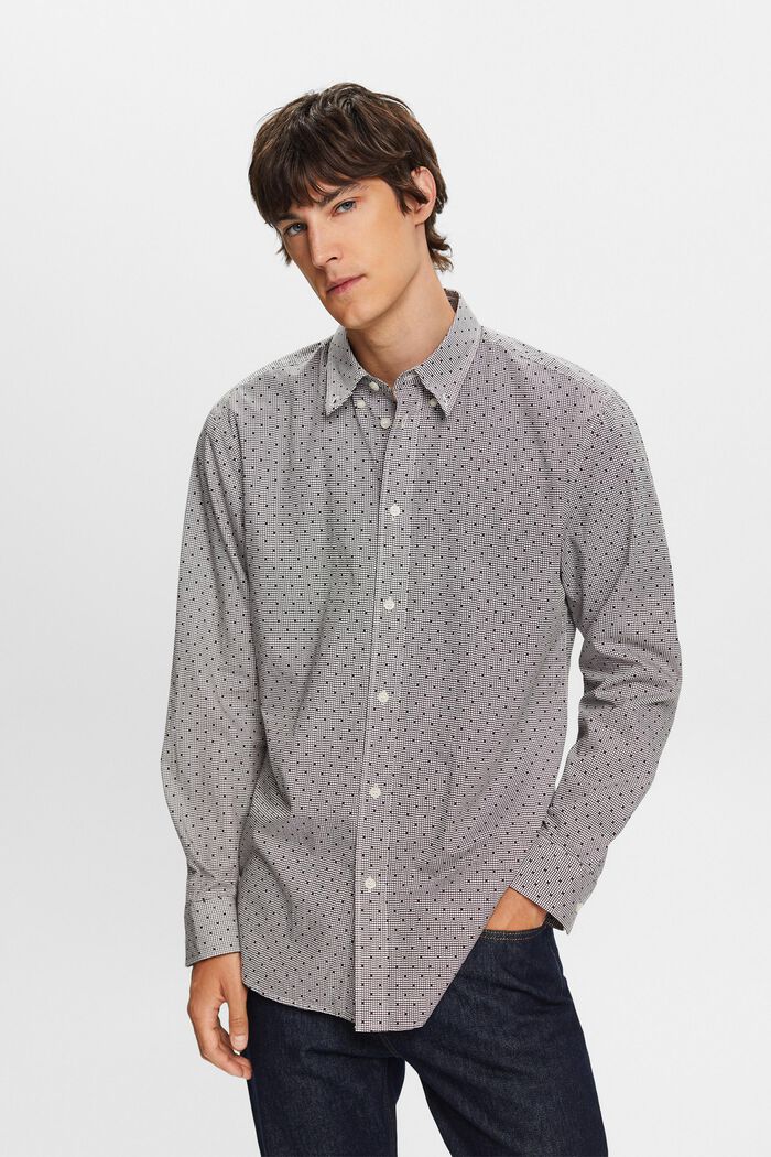 Camisa de cuello abotonado con estampado, 100% algodón, DARK BROWN, detail image number 0