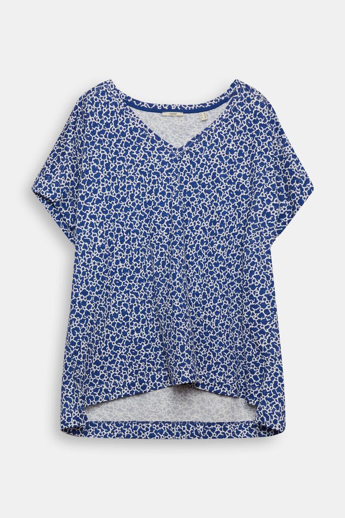Camiseta de algodón con cuello en pico y estampado de mosaicos, INK, detail image number 0