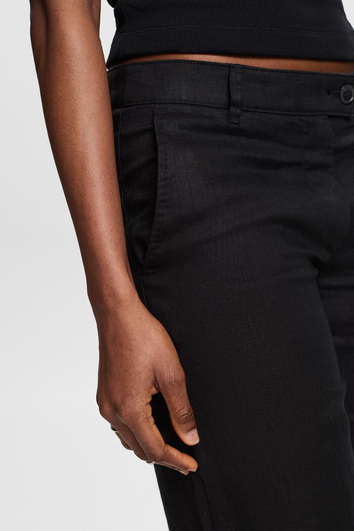 Pantalón wide leg de lino, BLACK, detail image number 4