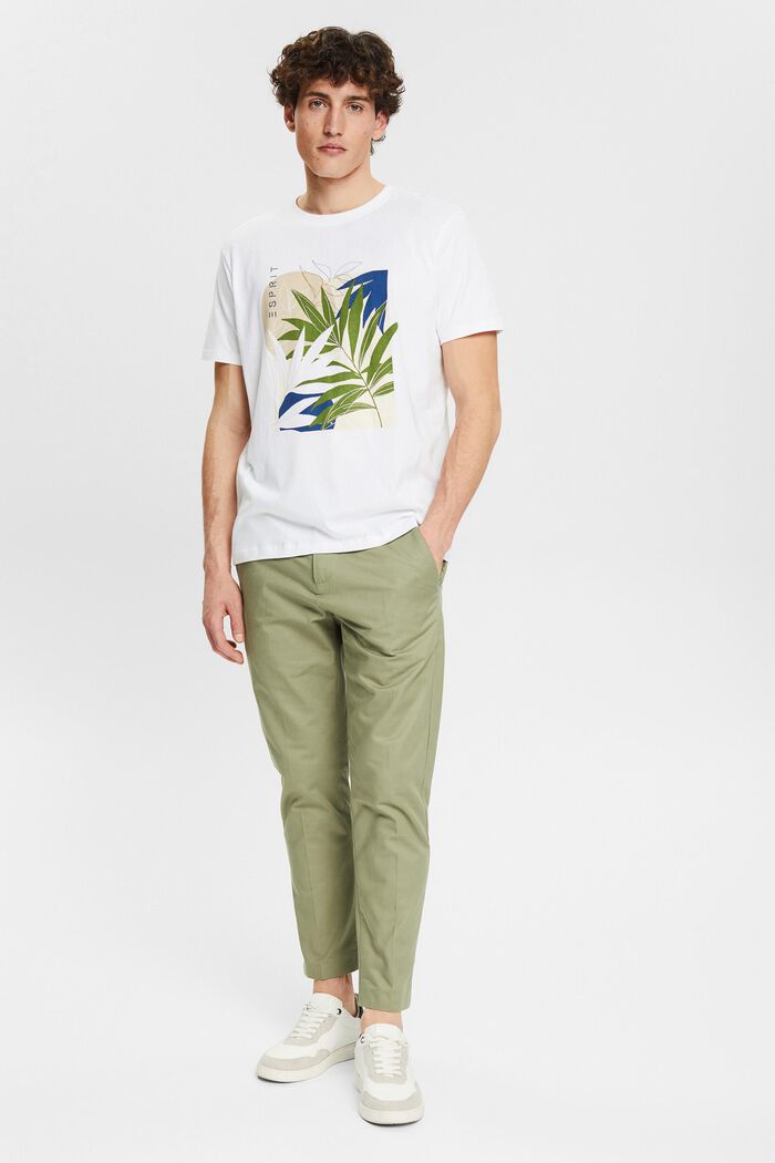 Camiseta de jersey con estampado de plantas, WHITE, detail image number 6