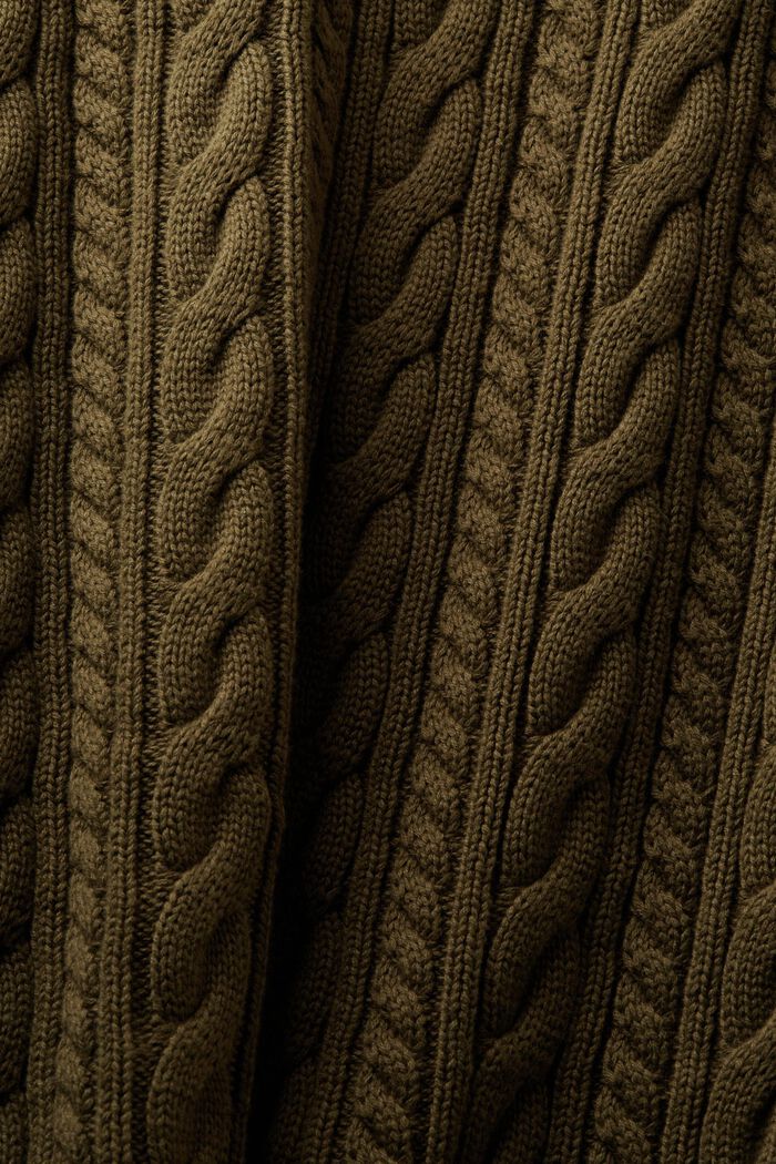 Cárdigan en punto trenzado de algodón ecológico, DARK KHAKI, detail image number 5