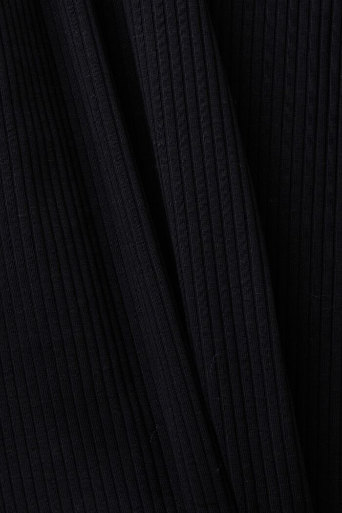 Vestido midi de canalé con detalle de aberturas en los hombros, BLACK, detail image number 5