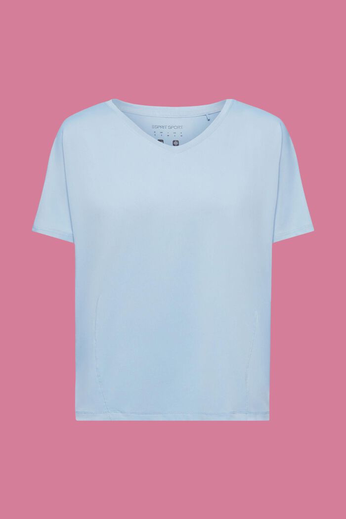 Camiseta de estilo deportivo con cuello en pico y E-DRY, PASTEL BLUE, detail image number 5