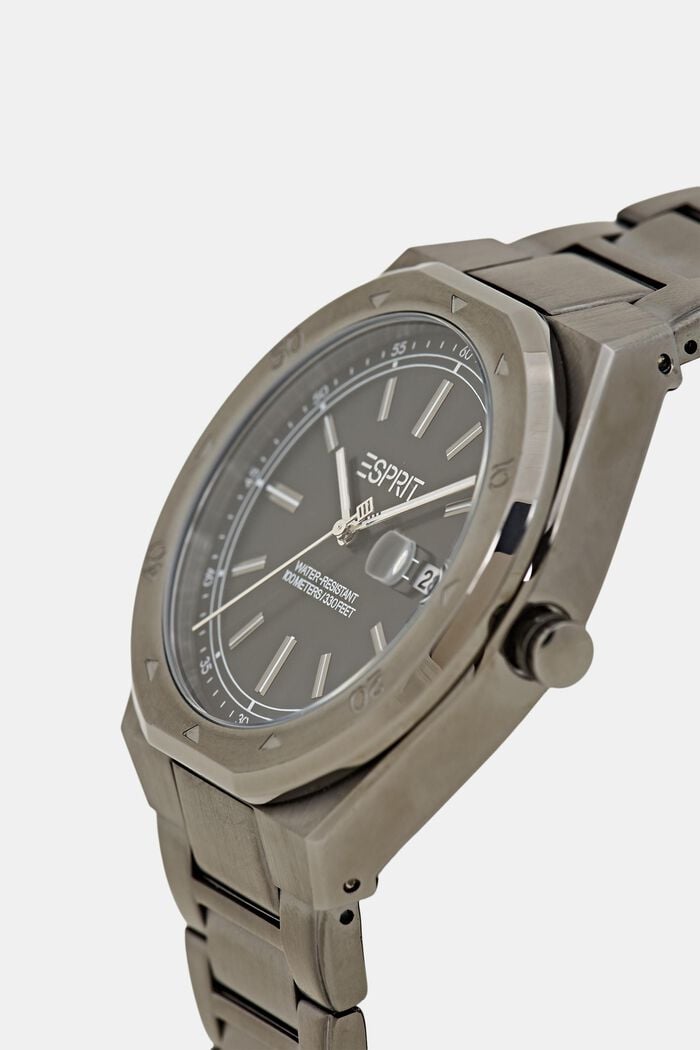 Reloj de acero inoxidable con pulsera de eslabones, GUN METAL, detail image number 1