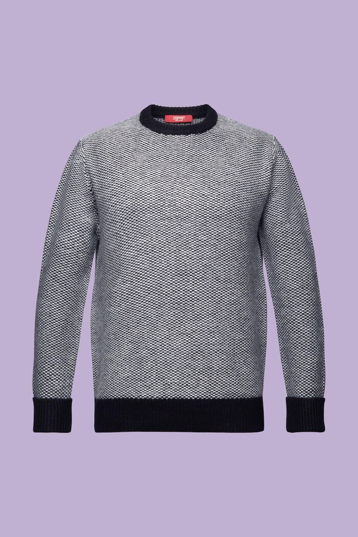 Jersey de lana con textura y cuello redondo, BLACK, detail image number 6