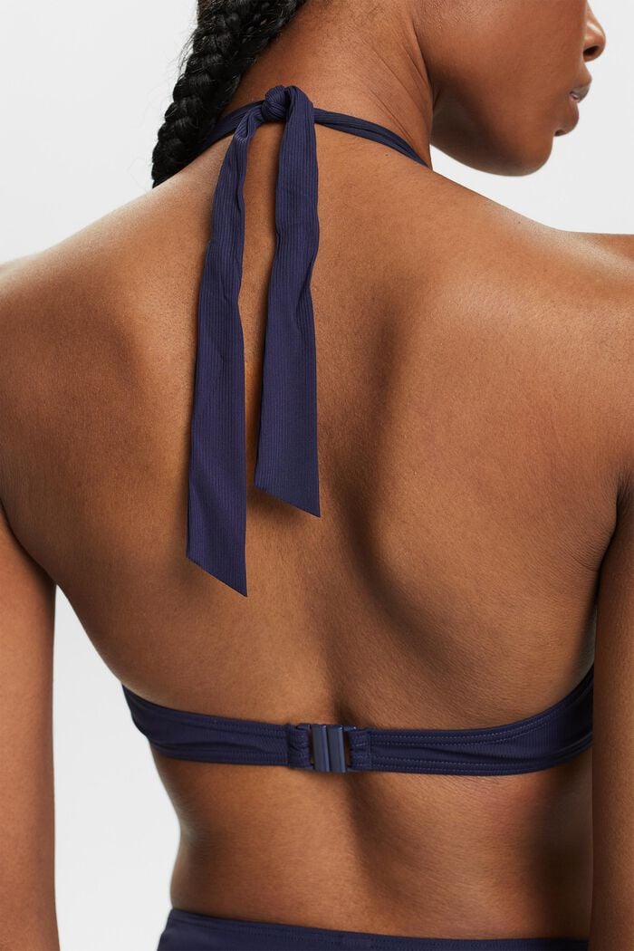Top de bikini con relleno y tirantes al cuello, NAVY, detail image number 1