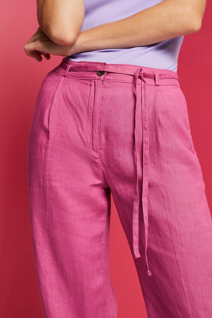 Pantalones de lino con pernera ancha, VIOLET, detail image number 2