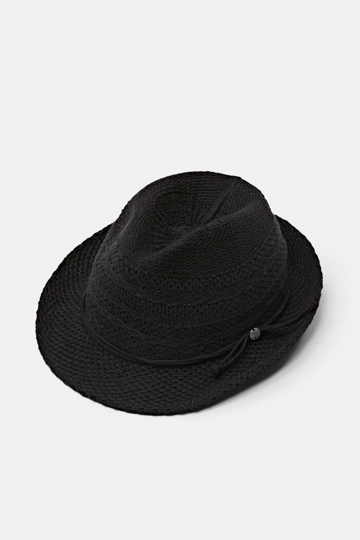 Sombrero fedora de punto, BLACK, detail image number 0