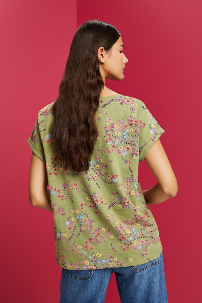 Camiseta de algodón con estampado floral, PISTACHIO GREEN, detail image number 3