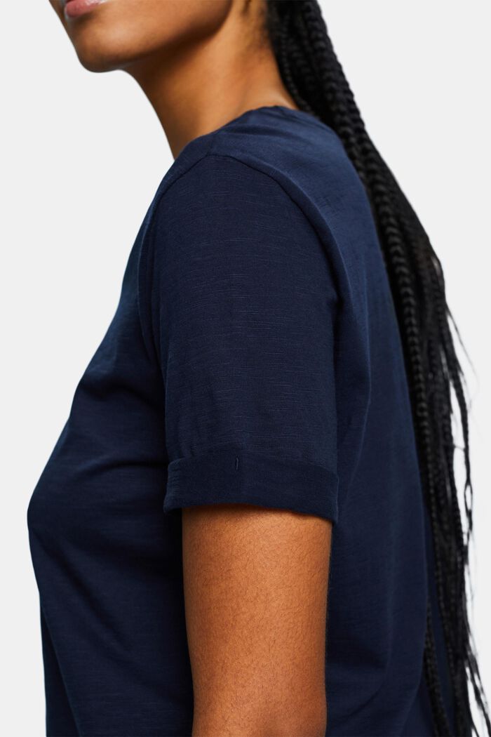 Camiseta flameada con cuello redondo, NAVY, detail image number 3