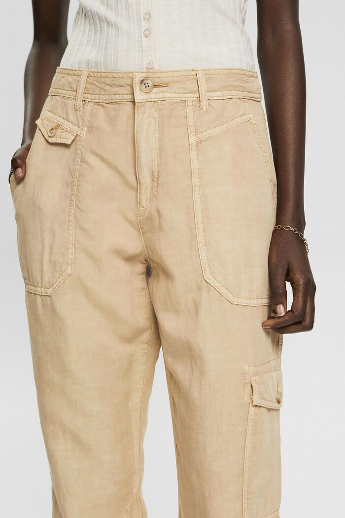 Con lino: pantalones cargo, SAND, detail image number 2
