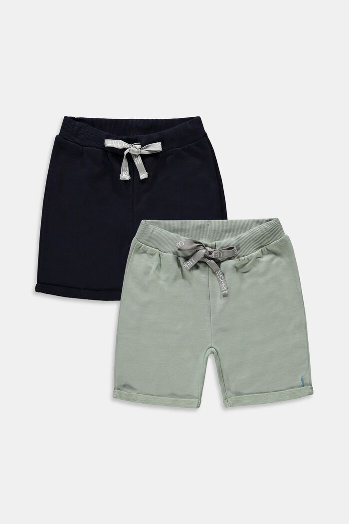 Pack de dos shorts de felpa, 100% algodón, LIGHT AQUA GREY, overview