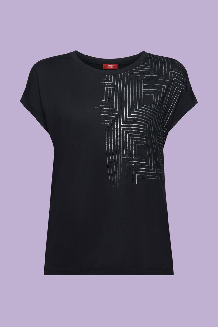 Camiseta de jersey estampado, LENZING™ ECOVERO™, BLACK, detail image number 6