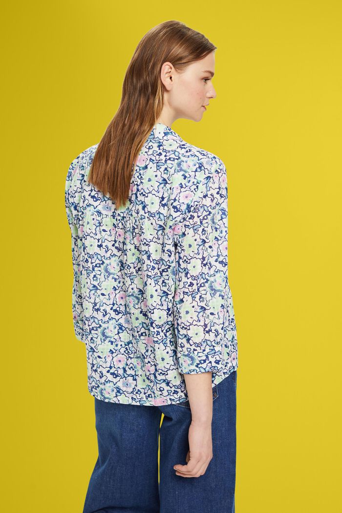 Blusa de algodón con estampado floral, WHITE, detail image number 3