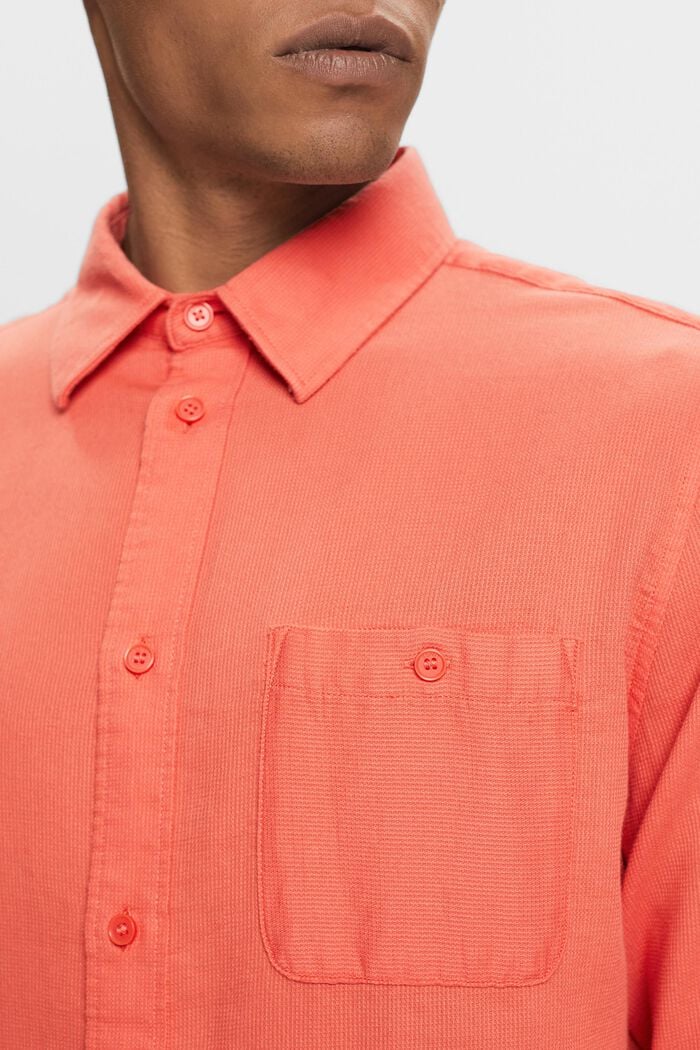 Camisa de corte ceñido con textura, 100% algodón, CORAL RED, detail image number 2