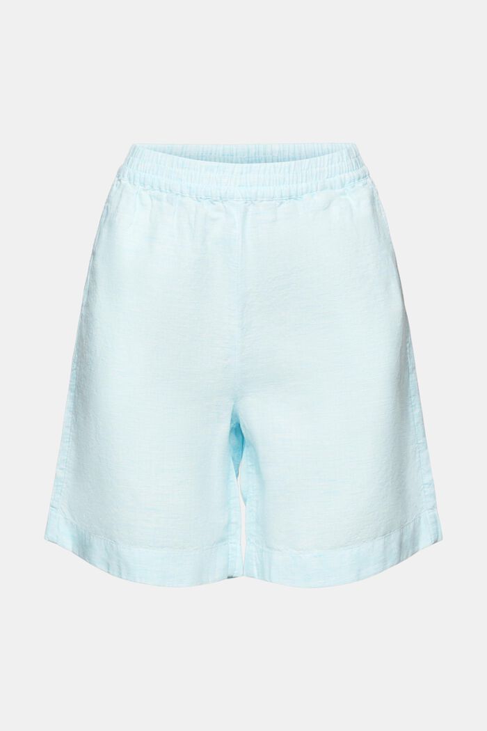 Pantalones en lino de algodón sin cierres, LIGHT TURQUOISE, detail image number 7