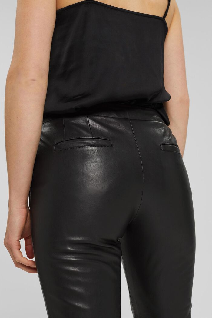 En piel: pantalón tobillero, BLACK, detail image number 5