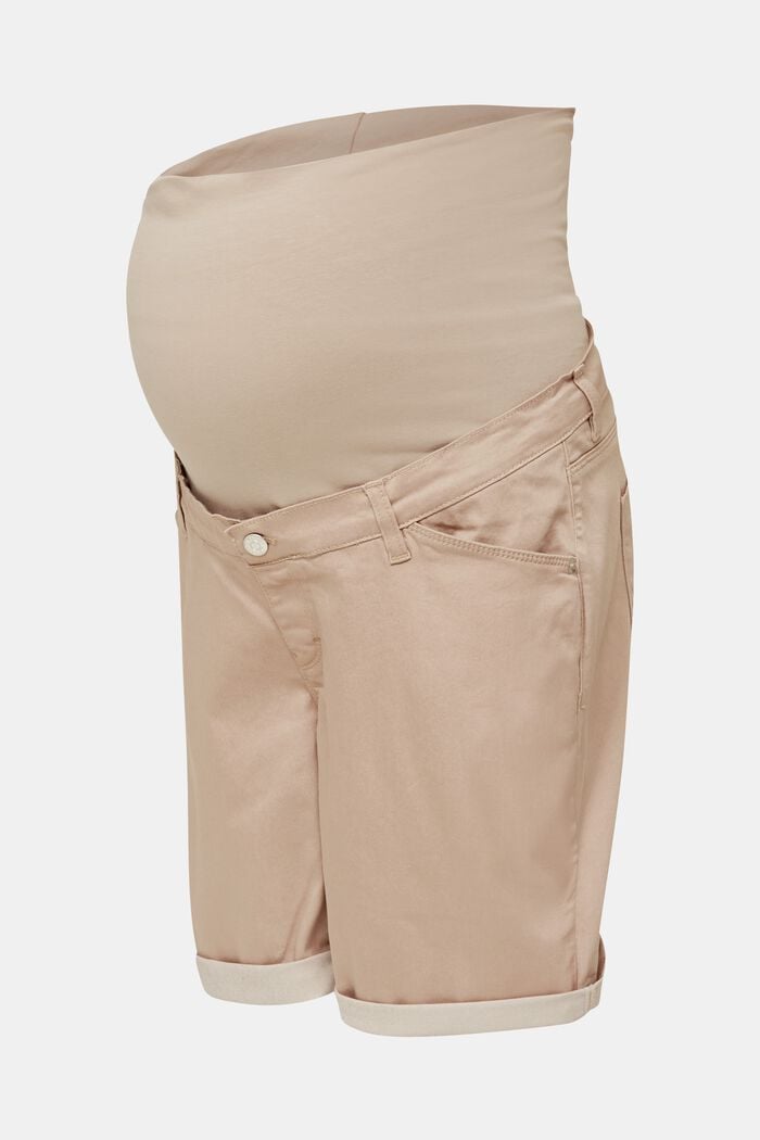 Pantalones cortos elásticos con faja premamá, BEIGE, detail image number 0
