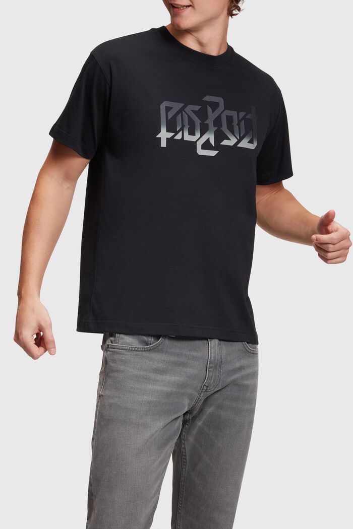 Camiseta con estampado de cubo AMBIGRAM, BLACK, detail image number 0
