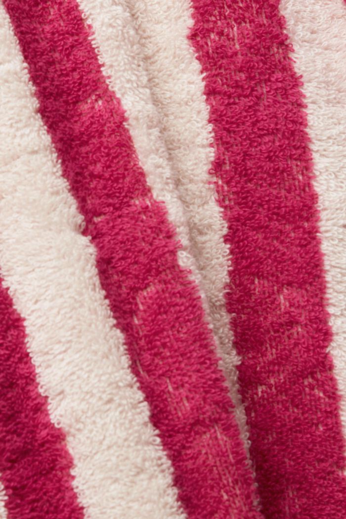Albornoz unisex de algodón con diseño a rayas, CRANBERRY, detail image number 4