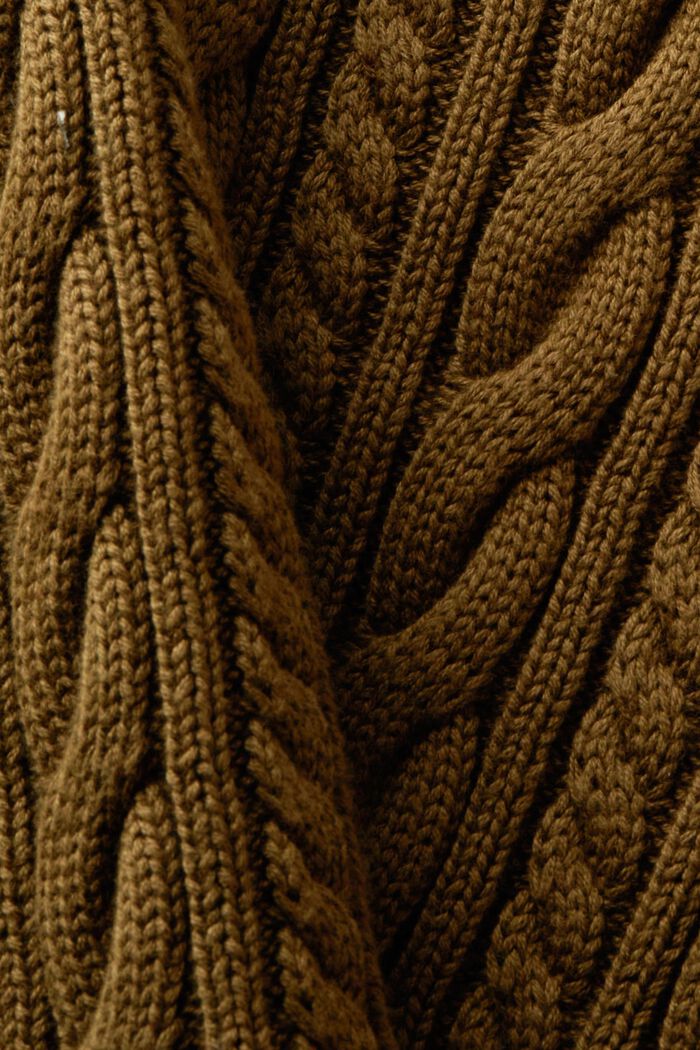 Jersey de punto trenzado con algodón, DARK KHAKI, detail image number 5