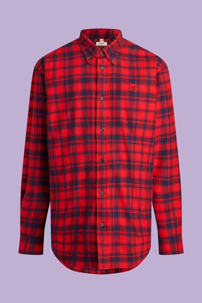 Camisa de franela con diseño unicolor, RED, detail image number 6