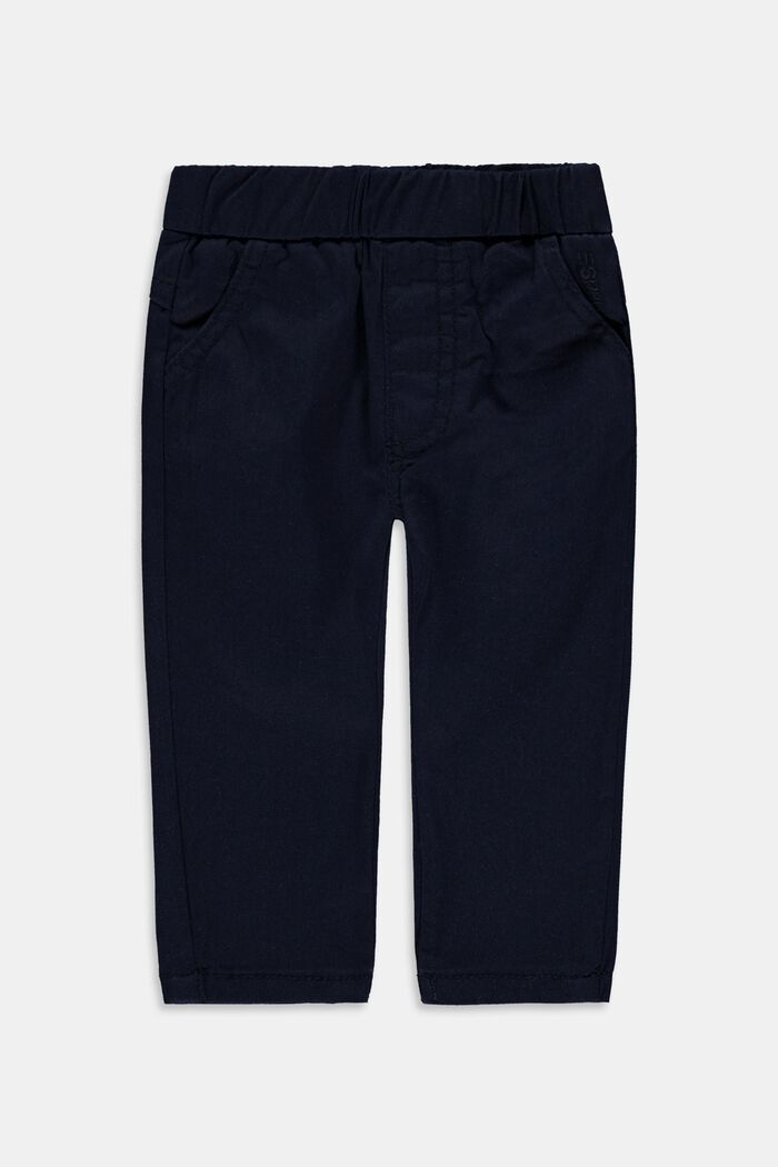 Pantalón con cintura elástica en algodón elástico, NAVY, detail image number 0