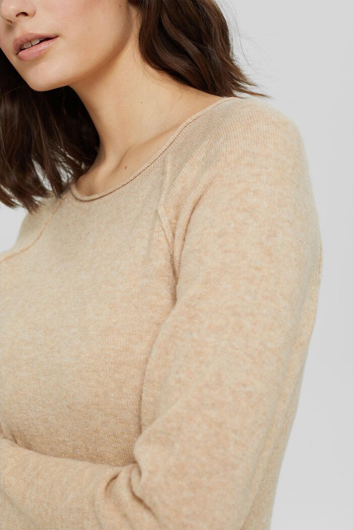 Con lana: jersey de cuello redondo, SAND, detail image number 2